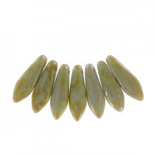 Czech Glass Daggers beads 5x16mm Opaque grey picasso